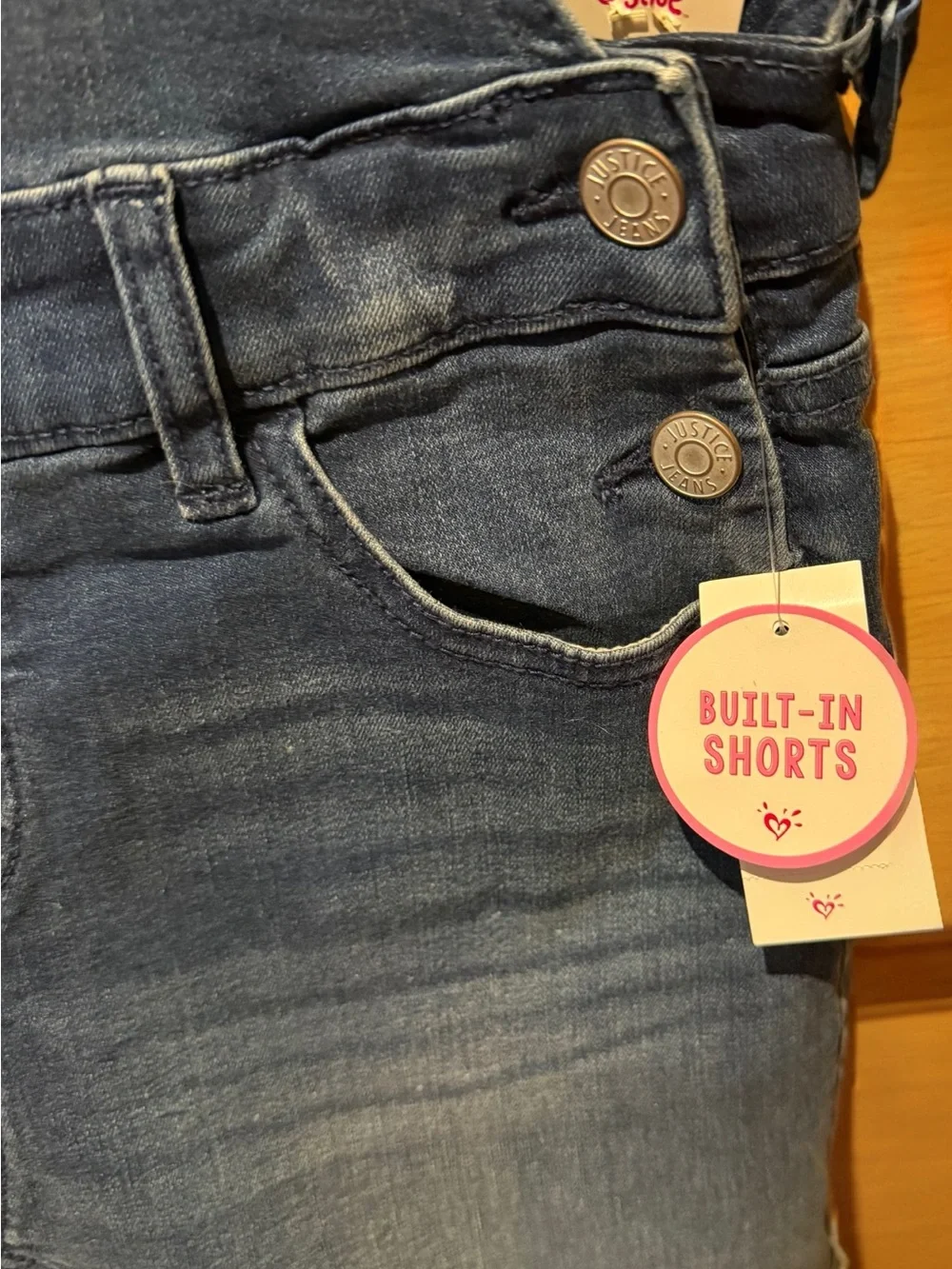 NWT Justice Deconstructed Denim Shortall Jumper Built in Shorts - Size 12 (L)